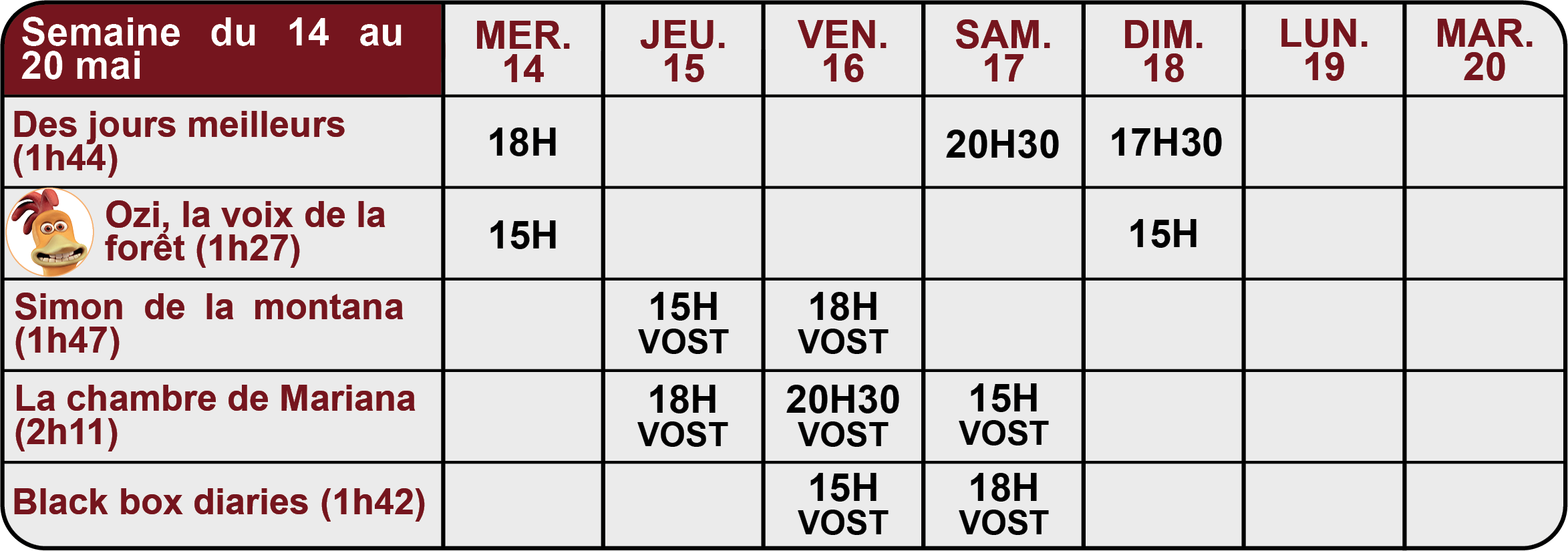 horaires