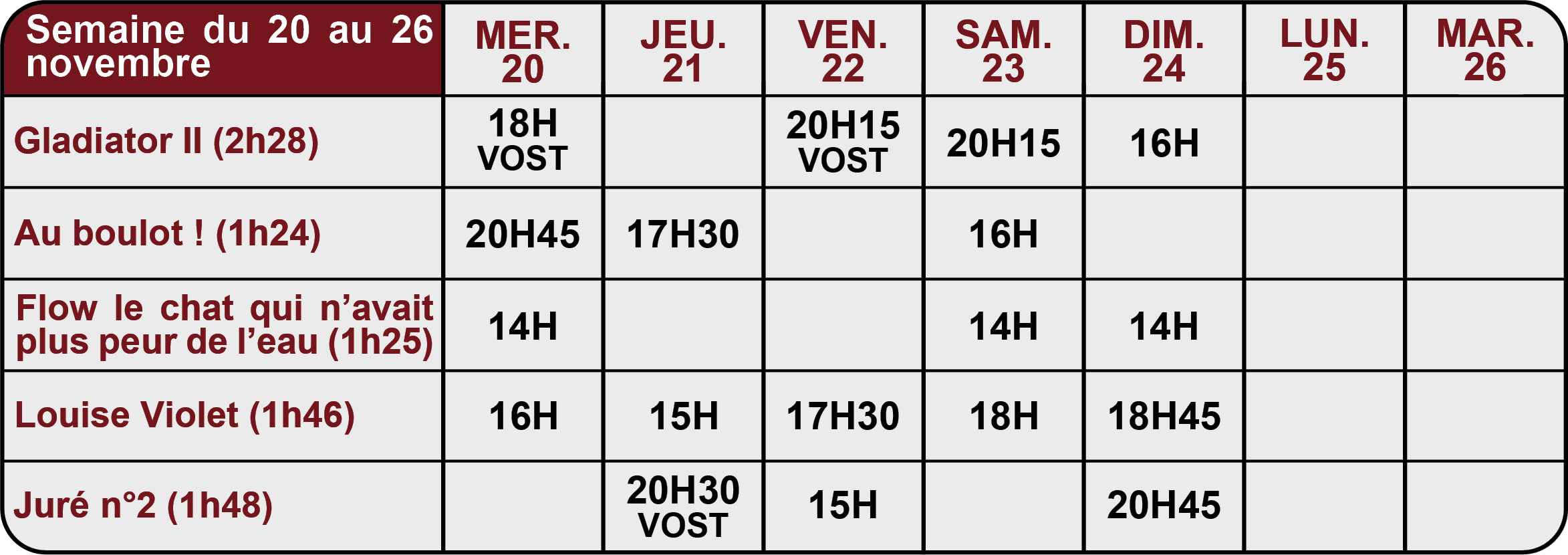 horaires