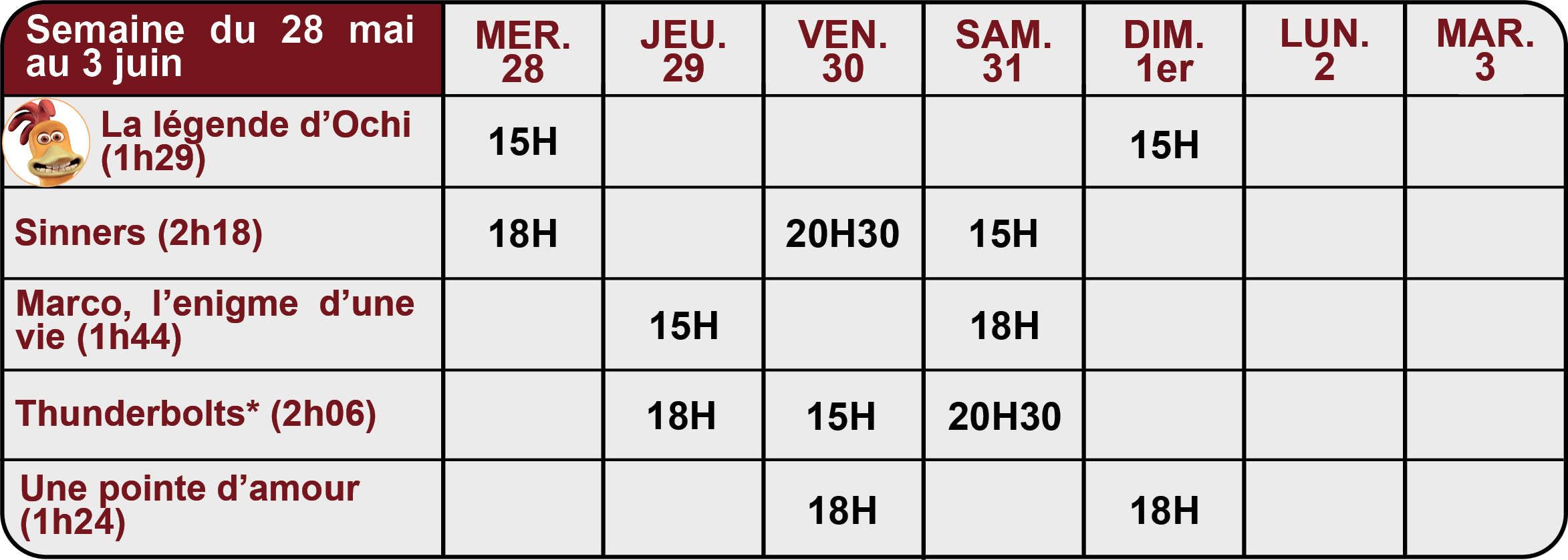 horaires